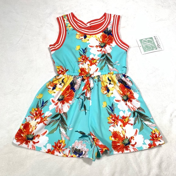 NWT Bonnie Jean Open Back Floral Romper - Picture 2 of 8